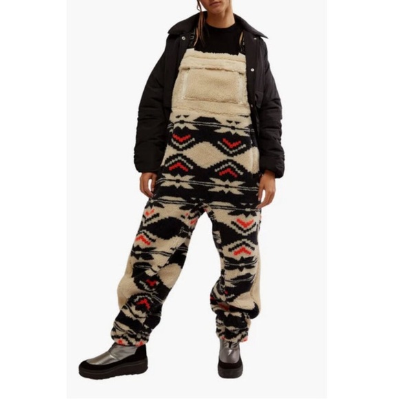 Free People Movement Hit the Slopes Fleece Overalls Pants Small - Picture 4 of 4